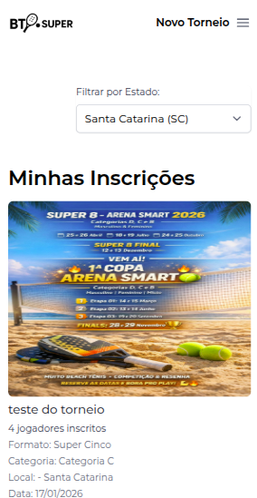 Mockup da tela do aplicativo BT Super